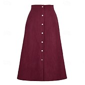 ieftine Fuste simple-Pentru femei Fustă Casual Midi Talie Medie Fuste Simplu Zdrobit Micro-elastic Vacanță Stradă Negru Roz Îmbujorat Roșu Vin Culoarea ghimbirului Vară Catifea