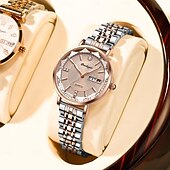 cheap Quartz Watches-Women Quartz Watch Wrist Watch Retro Vintage Rhinestone Wristwatch Luminous Calendar Date Week Waterproof Stainless Steel Watch