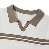 billige Herrepolo med trykk-Herre Polo Strikk polo Virksomhet Avslappet V-hals Kortermet Formelt Fargeblokk Original Sommer Alle årstider Svart Hvit Militærgrønn Beige Polo
