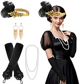 olcso Kiegészítők és még sok más-1920-as évek A nagy Gatsby Flapper fejpánt Gyöngyös karkötő Fülbevaló A nagy Gatsby Toll Retro Csillogó glitter Női Farsang Valentin nap Álarcos mulatság Party estélyi viselet Álarcos mulatság