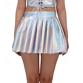 levne Spodní části-Retro 80. léta Mini Sukně Disko Lesklý latexový patent Kov Dámské předvečer Všech svatých Karneval Pride Parade Měsíc hrdosti Dospělé Sukně Léto