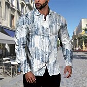 preiswerte Herrenhemd zum Knöpfen-Herren Hemd Sommerhemd Freizeithemd Strandhemd Knopfhemd Grau Blau Schwarz Hellgrün Dunkelgrün Grün Langarm Grafik Revers Urlaub Hawaiianisch Button-Down Bekleidung Polyester Mode Lässig Bequem