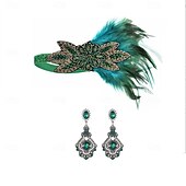 olcso Kiegészítők és még sok más-1920-as évek A nagy Gatsby Flapper fejpánt Gyöngyös karkötő Fülbevaló A nagy Gatsby Toll Retro Csillogó glitter Kristály / Strassz Női Farsang Valentin nap Álarcos mulatság Party estélyi viselet