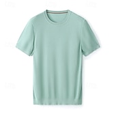 tanie Męskie elitarnie koszulki i tank topy-męska jedwabna bawełniana mieszanka lyocellu t-shirt krótki rękaw okrągły dekolt lato gładki żakard elegancki klasyczny okrągły dekolt minimalistyczny wakacje dom bawełna czarny niebieski granatowy top koszulka męska