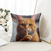 baratos estilo animal-Capa de Almofadas Decorativas com Animais Engraçados Gato 1PC Capa de Almofada Quadrada Macia para Sofá de Quarto Sala de Estar
