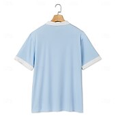 billiga Herrars klassiska polo-Herr Golftröja Piképikétröjor Arbete Ledigt Kavajslag Ribbstickad polokrage Kortärmad Grundläggande Modern Färgblock Lappverk Ficka Vår &amp; sommar Normal Svart Vinröd Marinblå Ljusblå Golftröja