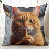 baratos estilo animal-Capa de Almofadas Decorativas com Animais Engraçados Gato 1PC Capa de Almofada Quadrada Macia para Sofá de Quarto Sala de Estar