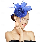 tanie Fascynatory i kapelusze-Stroik Sinamay Kapelusz Fedora Ślub Wieczorna impreza Herbaciane przyjęcie Wyścigi konne koktajl Zabytkowe Śłodkie Z Pióro Kwiaty Winieta Nakrycia Głowy