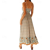 abordables Robes Bohémiennes-Femmes Robe Midi Robe Fleurie Robe Nuisette Robe Imprimée Classique Moderne Vacances Quotidien Sortir Coupe régulière Fleur Sans manches Bretelles spaghetti Jaune clair Noir Rouge Été