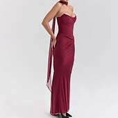 levne Plesové šaty-Mořská panna  trumpet quinceanera šaty elegantní šaty svatba svatební hosté dlouhé do podlahy bez rukávu bezramenné polyesterové bez zad s nařasením