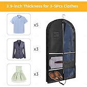 voordelige Kledingzak &amp; Deksel-Kledinghoes voor kostuums met 4 zakken en gesp, 110 x 60 cm, opvouwbare reishoes van non-woven materiaal met handvat, stofdichte opbergtas voor herenjas, jack, kinderkleding