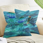 baratos estilo animal-Capa de Almofada Decorativa Caranguejo do Oceano 1PC Case de Almofada Quadrada Macia para Sofá de Quarto Sala de Estar Cadeira
