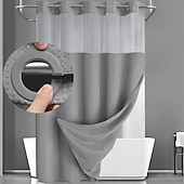 cheap Shower Curtains-Waffle Weave Shower Curtain 180cm*180cm(70&quot;*70&quot;) with Snap-in Fabric Liner Set, Solid Colored Hotel Style for Bathroom with Mesh Top Window