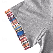 economico camicie casual da uomo-Per uomo Camicia Camicia Estiva Camicia casual Camicia da Spiaggia Camicia con Bottoni Nero Bianco Kaki Grigio chiaro Grigio scuro Manica Corta A righe Bavero Vacanza Camicia hawaiana Tasca