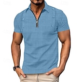 levne Dovolená-Pánské Polo na čtvrt zip Golfová košile Denní Dovolená Čtvrtletní zip Krátký rukáv Módní Základní Bez vzoru Žakár Léto Běžný Černá Bílá Námořnická modř Nebeská modř Khaki Šedá Polo na čtvrt zip