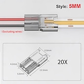 cheap LED Accessories-COB LED Strip Connectors 10 PCS 20 PCS 5mm 8mm 10mm 2-pin LED Strip Connectors LED Tape Connectors Transparent Solderless no Dark Areas Suitable for LED Light Connectors DIY COB/SMD