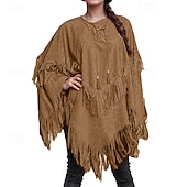 preiswerte Boho Tops-Damen Bluse Einfach Stilvoll Modern Langarm Rundhalsausschnitt Normale Oberteile Täglich Ausgehen Asymmetrisch Fransen Khaki Sommer