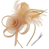 baratos Chapéus e Fascinators-chapéus fascinators com penas para mulheres chapéus kentucky derby chapéu de igreja para festa do chá com faixa de cabeça e clipe