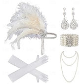 olcso Kiegészítők és még sok más-A nagy Gatsby Flapper fejpánt Gyöngyös karkötő Fülbevaló A nagy Gatsby Toll Retro Csillogó glitter Női Farsang Valentin nap Álarcos mulatság Party estélyi viselet Álarcos mulatság Fesztivál Felnőttek