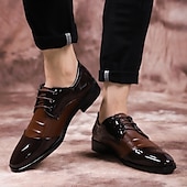 baratos Formal-sapatos oxford masculinos de couro envernizado preto e marrom – sapatos elegantes para banquetes e bailes de formatura para eventos formais