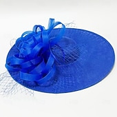 billiga Fascinatorer-Huvudbonad Sinamay Fedora Hatt Bröllop Aftonfest Teaparty Hästkapplöpning Cocktail Vintage Söt Med Fjäder Huvudsmycke Huvudbonad