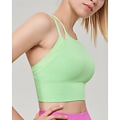 economico Reggiseni sportivi &amp; gilet-Per donna Reggiseno spag Crisscross Back Comodo Traspirante Finto due pezzi Semplice Sport Abbigliamento sportivo Nero Viola Yoga Fitness