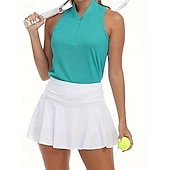 baratos Camisa Feminina-Aberto dos EUA Mulheres Cor Sólida Camisola de alças do exercício Camisa Esportiva Tanque Regata Sem Manga Zíper Tênis Golfe Pickleball Gola com zíper Tanque de volta Verde Roupas de tênis