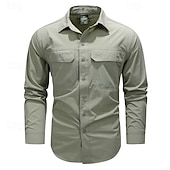 economico Camicie da lavoro da uomo-Per uomo Camicia Camicia Estiva Camicia casual Camicia con Bottoni Camicia cargo Nero Verde Kaki Blu scuro Manica Lunga Semplice Colletto a Camicia Vacanza Camicia hawaiana Tasca Abbigliamento 100