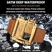 preiswerte Quarz-Uhren-Herren Digitaluhr Quarzuhr Retro Vintage Großes Ziffernblatt Armbanduhr LED-Hintergrundbeleuchtung Chronograph Wasserdicht Echtes Leder Beobachten