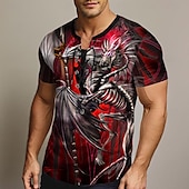 tanie Koszulki z nadrukiem zwierzęcym-dragonsword lichblade ruth thompson-yujin jung męska koszulka smoka z krótkim rękawem t-shirt 3d print sznurowana koszula z kołnierzykiem moda przesadna ulica swobodna codzienna czerwona letnia