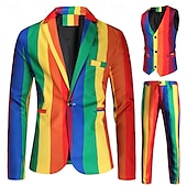 preiswerte Herrenkostüme-Stolz Regenbogen Outfits Regenbogen-Pride-Anzug Blazer Erwachsene Herren Pride Parade Pride-Monat Halloween Karneval Einfaches Karnevalskostüm