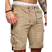 economico Classico-Per uomo Pantaloncini cargo Shorts Pantaloncini Estivi Coulisse Elastico in vita Multi-tasche Semplice Comodità Indossabile Lunghezza al ginocchio All&#039;aperto Sport Quotidiano Moda Casual Nero Cachi