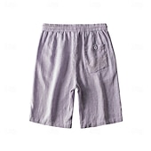 billiga Herrarnas Elite Shorts-herrshorts i 100 % linne enfärgad knälång utomhus casual daglig semester etnisk stil denim blå ljus khaki oelastisk