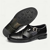 cheap Premium Leather Sandals-Men&#039;s Leather Sandals with Closed Toe – Breathable Non-Slip Summer Shoes for Formal Gatherings, Church  and Outdoor Wear