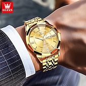 cheap Quartz Watches-OLEVS 9977 Men&#039;s Top Luxury Brand Quartz Watch, Fashion Business, Stainless Steel, Date Week, Diamond Scale, Waterproof