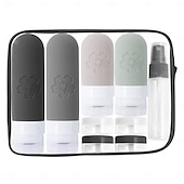 abordables almacenamiento de equipaje y viajes-Paquete de 17 botellas de viaje para artículos de tocador, contenedores de viaje de silicona aprobados por la TSA, a prueba de fugas, recargables, accesorios de viaje para champú, acondicionador,