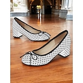 preiswerte 1950er Jahre-Rote Damen-Blockabsätze mit Punkten – Vintage-Pumps mit Schleife für Retro-Partys, Tanz und Outfits im Stil der 50er