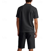 cheap Men&#039;s Classic Polo-Men&#039;s Golf Shirt Golf Polos Shirts Work Casual Lapel Short Sleeve Basic Modern Plain Buttons 2 Piece Summer Regular Fit Apricot Black White Navy Blue Light Grey Army Green Golf Shirt