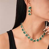 economico Parure di gioielli-Set di Gioielli Completo Due Pezzi Argento Zirconia Cubica Cromo 1 Collana Orecchini Moda Femminile Elegante Vintage Carino Stile Vintage Classico Set di Gioielli Geometrici per Matrimonio Fête