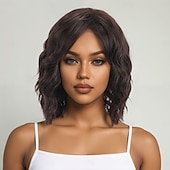 economico Parrucche da festa-Parrucca Sintetica Ondulato Molto ondulata Riga centrale Asimmetrico Fatto a macchina Parrucca 14 pollici A1 Capelli Sintetici Per donna Classico Confortevole Capelli Evidenziati / Balayage Castano