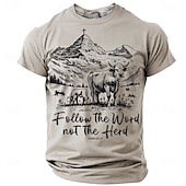 billiga Tro T-shirts-Herr Christian T-shirt Kortärmad T-shirt 3D-tryck Rund hals Skjorta Mode Dagligen Ledigt Gata Ledigt Dagligen Grön Kaki Grå Sommar Vår Kläder S M L XL XXL XXXL