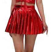 levne Spodní části-Retro 80. léta Mini Sukně Disko Lesklý latexový patent Kov Dámské předvečer Všech svatých Karneval Pride Parade Měsíc hrdosti Dospělé Sukně Léto
