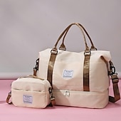 お買い得  荷物と旅行の保管-2個セットのウィークエンダーバッグ、旅行用ダッフルバッグ、シューズコンパートメント、クロスボディバッグ、ジムバッグ、レディースメンズ、大容量オーバーナイトトート、濡れたものと乾いたものを分けて収納、旅行、スポーツ、機内持ち込み可能