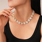 economico Parure di gioielli-Set di Gioielli Completo Due Pezzi Argento Zirconia Cubica Cromo 1 Collana Orecchini Moda Femminile Elegante Vintage Carino Stile Vintage Classico Set di Gioielli Geometrici per Matrimonio Fête