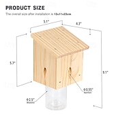 abordables Soins et soutien aux animaux-Piège à abeilles charpentières pour l&#039;extérieur - Pièges à abeilles charpentières suspendus en bois de style pentroof pour l&#039;extérieur - Pièges à insectes avec voûte amovible (1 paquet)