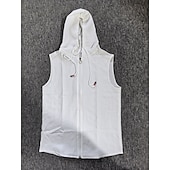 baratos Tops de ginásio-Homens Malha Íntima Moletom com zíper camisa sem manga Sem Manga Com Capuz Verão Listrado Pit Strip Moda Designer Esportivo Zip Completo Ao ar livre Casual Para Noite Rosa Claro Preto Branco Top Tee