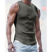 cheap Tank Tops-Men&#039;s Tank Top Vest Top Undershirt Sleeveless Shirt Sleeveless Crew Neck Summer Plain Fashion Designer Basic Classic Vacation Street Going out Black Light Grey Dark Gray Top Tee for Men
