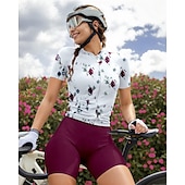 abordables Maillots pour femmes-Femmes Maillot de cyclisme Manche Courte Cyclisme Maillot Top avec 3 poches arrière Écran solaire Résistant aux UV Respirant Séchage Rapide Blanche Des sports Vêtement Tenue