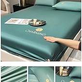 abordables Parures de draps-Ensemble de drap en soie glacée drap de lit simple housse de lit d&#039;été trois pièces protection complète du matelas housse de poussière