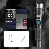 cheap Flashlights-Super Bright Flashlight Long Range High Power Lanterns Flashlights White Laser Digital Display Emergency Flashlight Rechargeable Outdoor Strong Light Torch Camping Lights